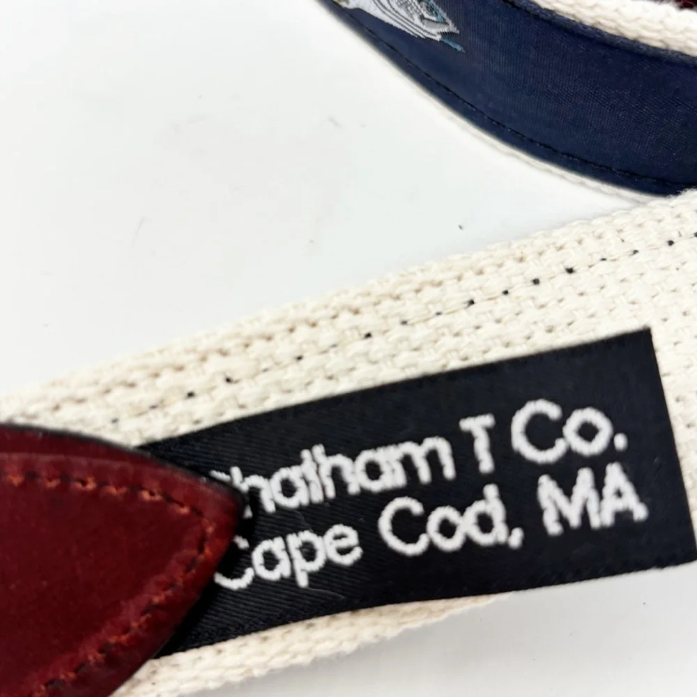 CHALHAM T COMPANY CAPE COD MA Men’s Ribbon Belt Fish Blue Fishing Preppy Sz XXL